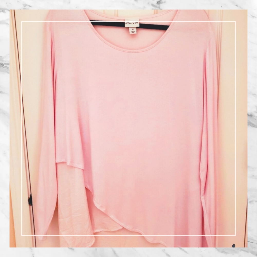 AIV & VIV Soft Pink Shirt with layers. (NWT) 3X